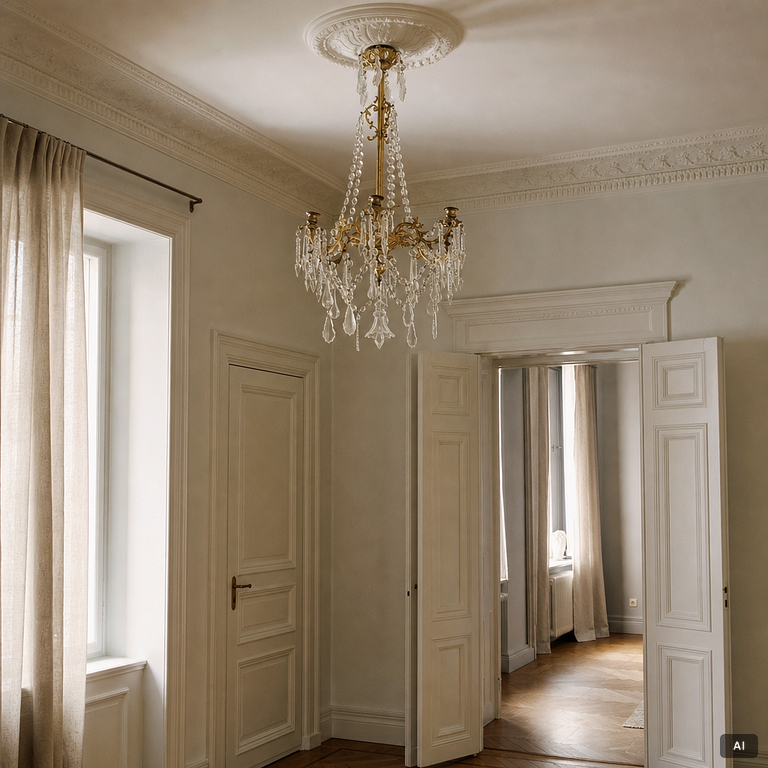 Chandelier, Oscarian, circa 1900.
