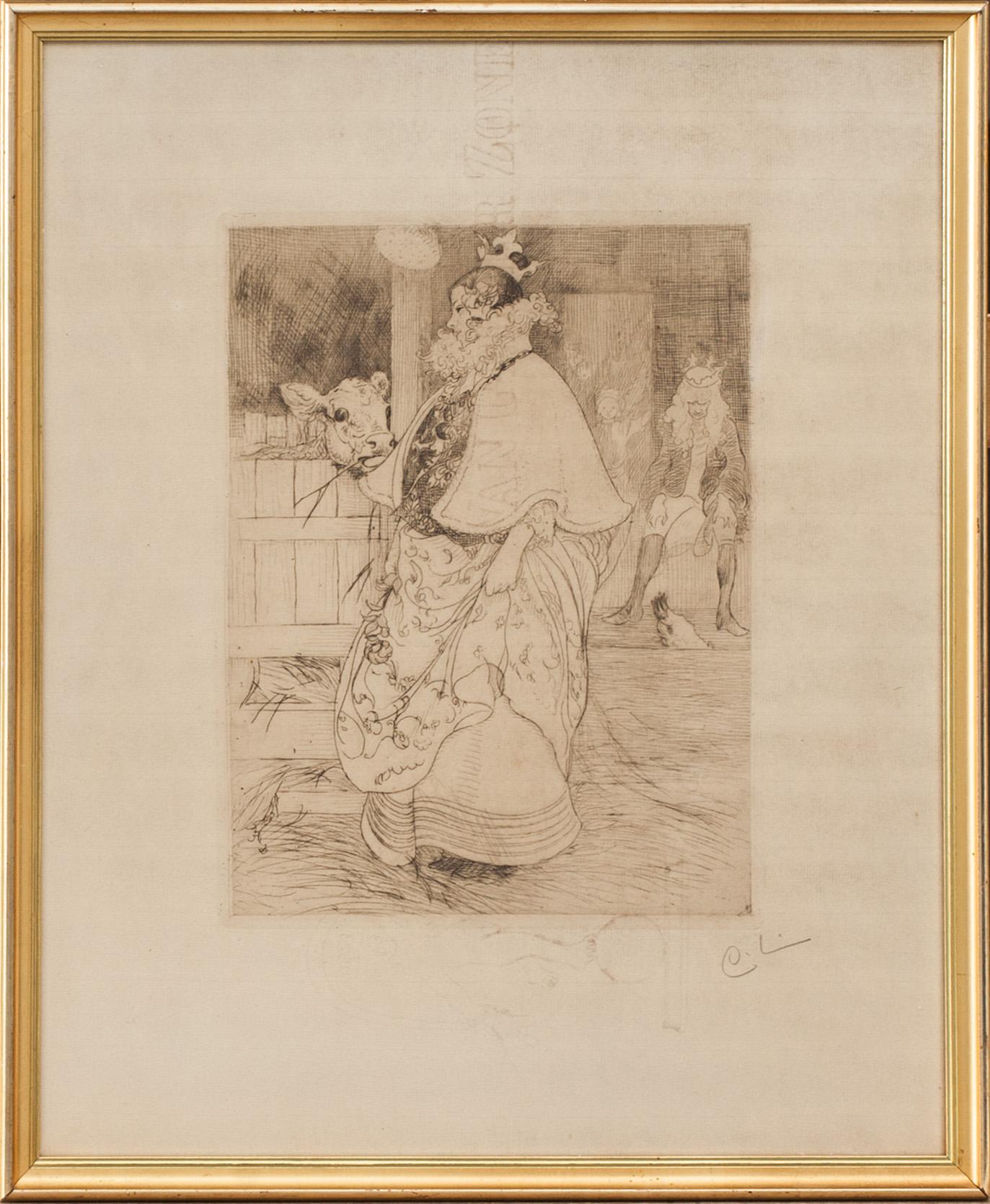 CARL LARSSON, etsning, monogramsignerad.