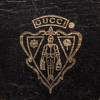 GUCCI, väska, "Black diamante velvet and leather stirrup Top- handle bag".