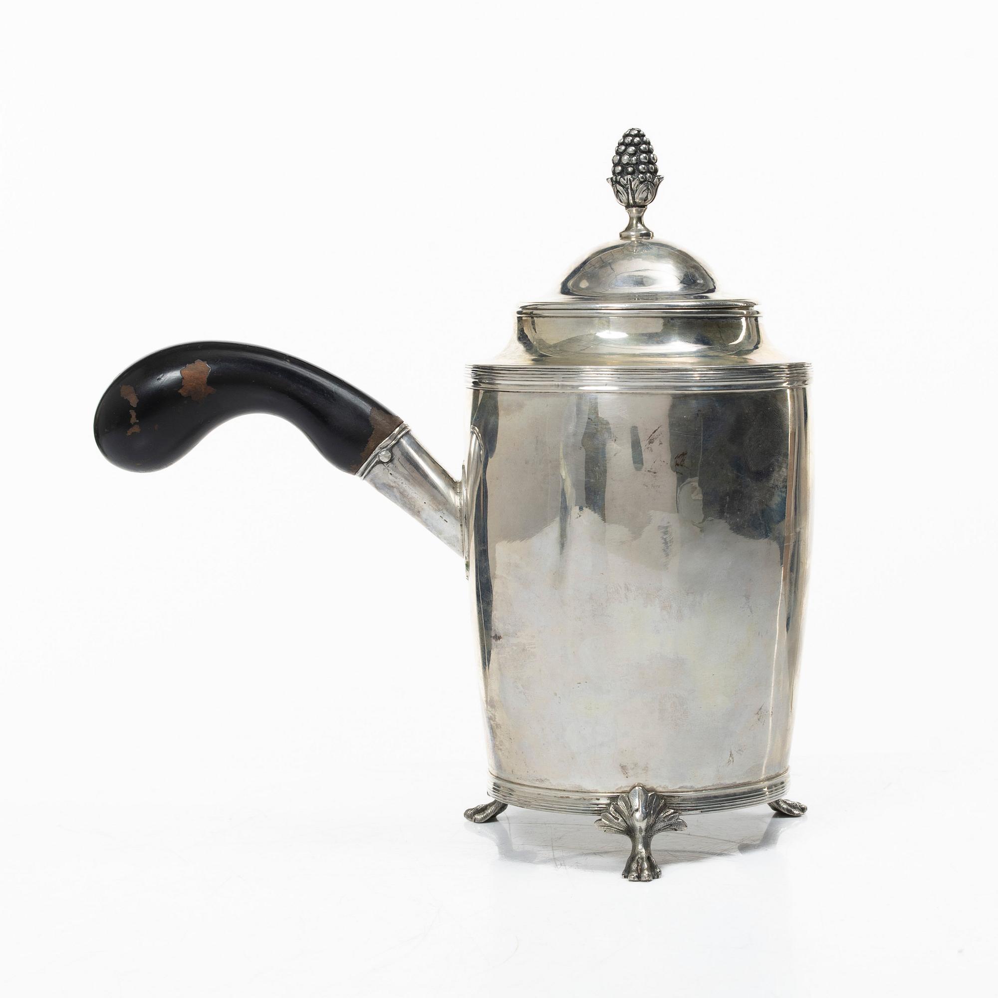 Andreas Isberg, choklad-/kaffekanna, silver, empire, Skänninge 1816.