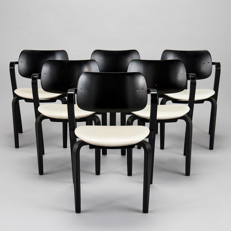 Ilmari Tapiovaara, a set of six 1960s 'Aslak' armchairs for Asko, Finland.