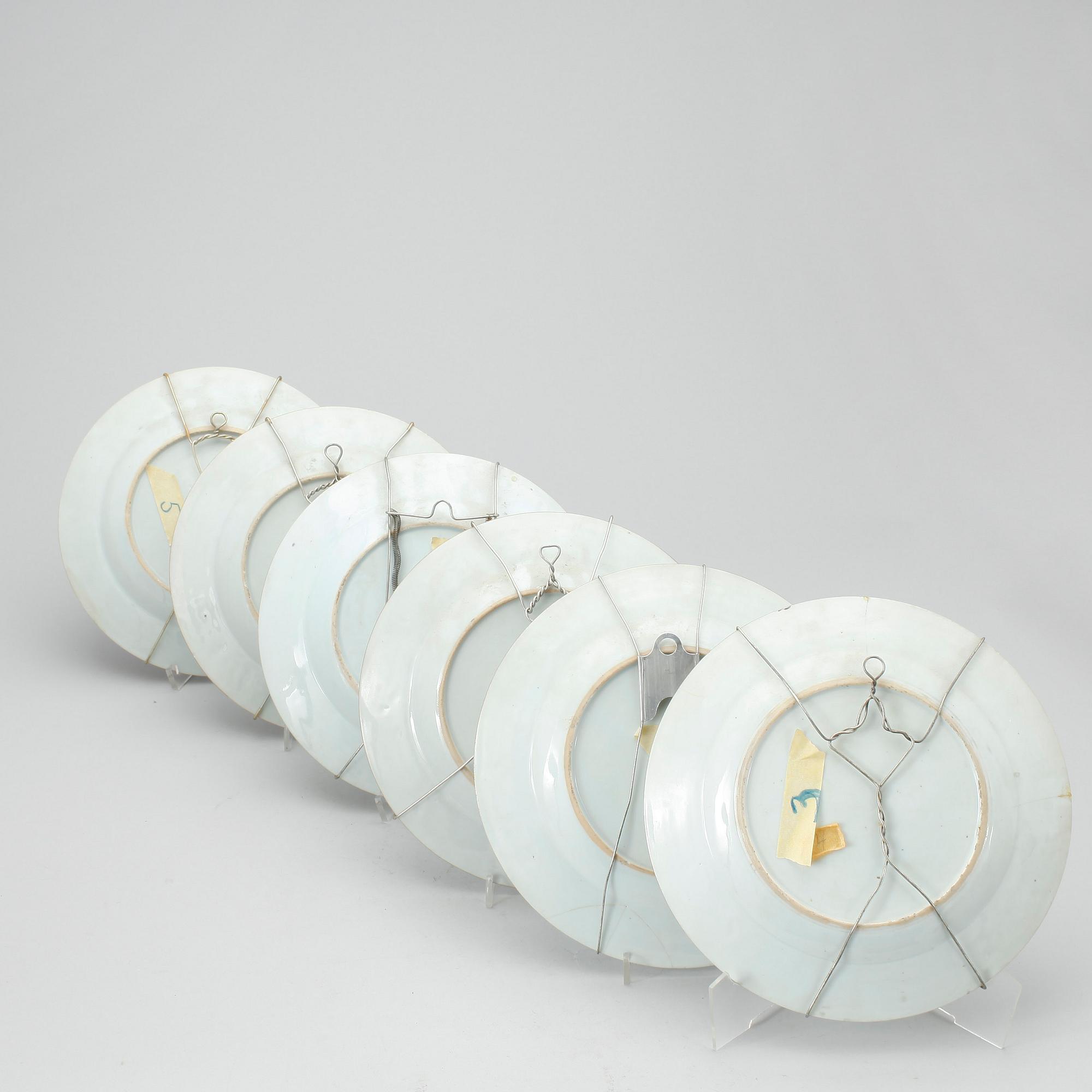 SERVISDELAR, 7 st, porslin, Qianlong, Kina 1700-tal.