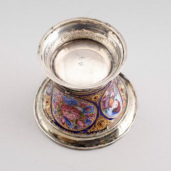 BÄGARE, silver och emaljarbete, sannolikt 1800-tal.