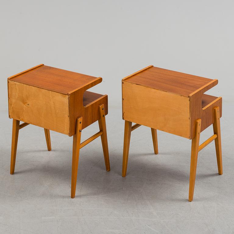 A pair of teak bedside tables, 1950's/60's.