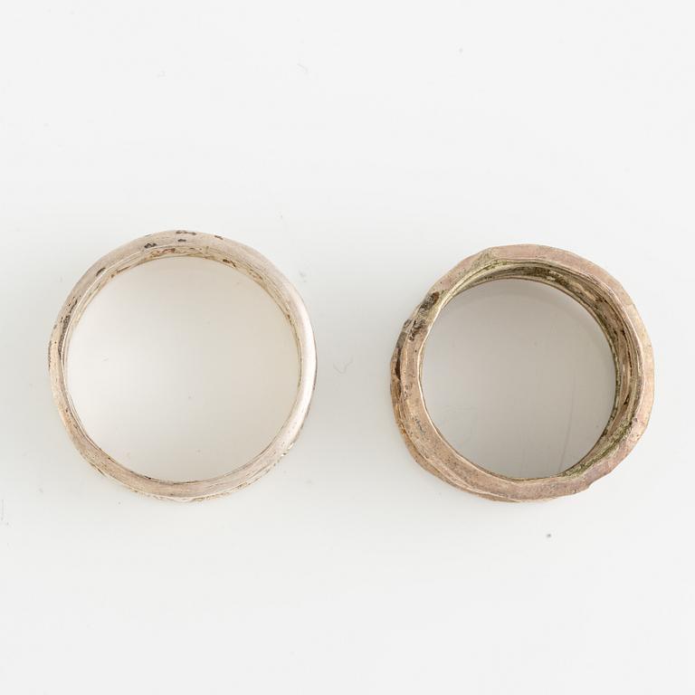 Lars Arby, six rings, silver, Gothenburg approx. 1966 and 1976.