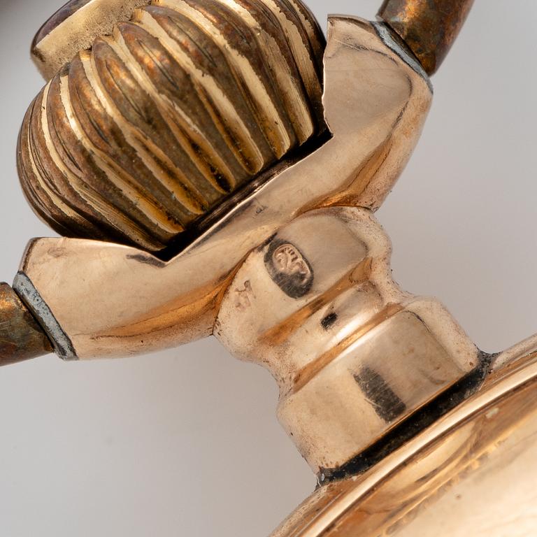 Fickur, 14K guld, savonett, 50 mm.