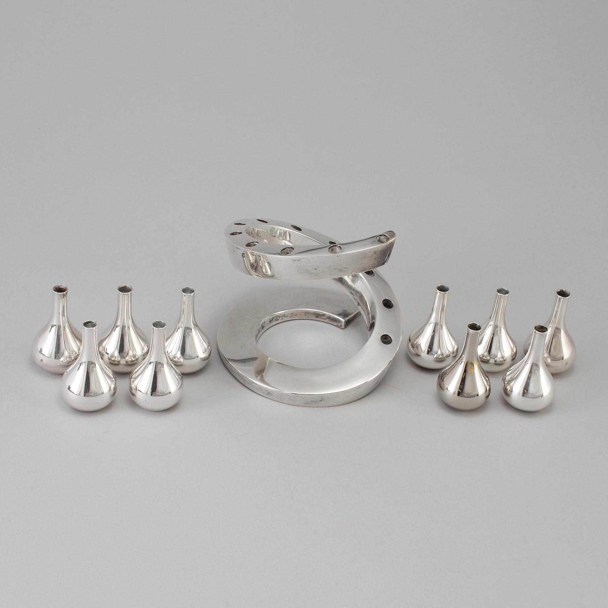 A set of five Candlesticks / vases, + 1, including J H Quistgaard, Dansk Design, 1960th.