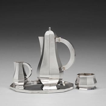 90. Wiwen Nilsson, A Wiwen Nilsson sterling coffee service with a tray, Lund, Sweden 1967.