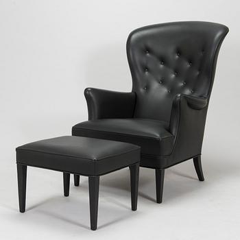 Frits Henningsen, fåtölj, "Heritage Chair", modell "FH419", och fotpall, Carl Hansen & Son, Danmark.