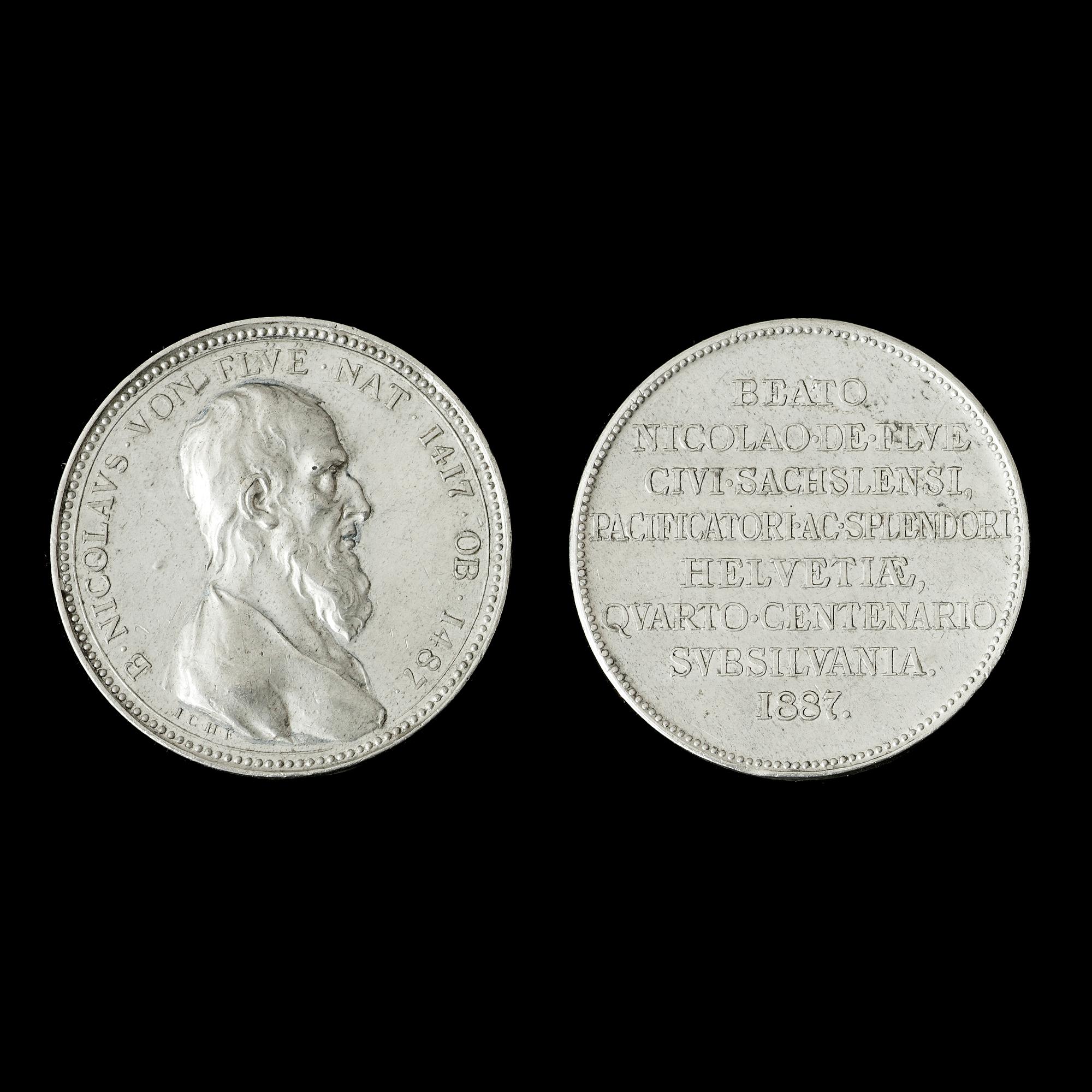 Lot om fyra medaljer: Hedlingers självporträtt,  C M Krell, N von Flüe samt Ph von Stosch.