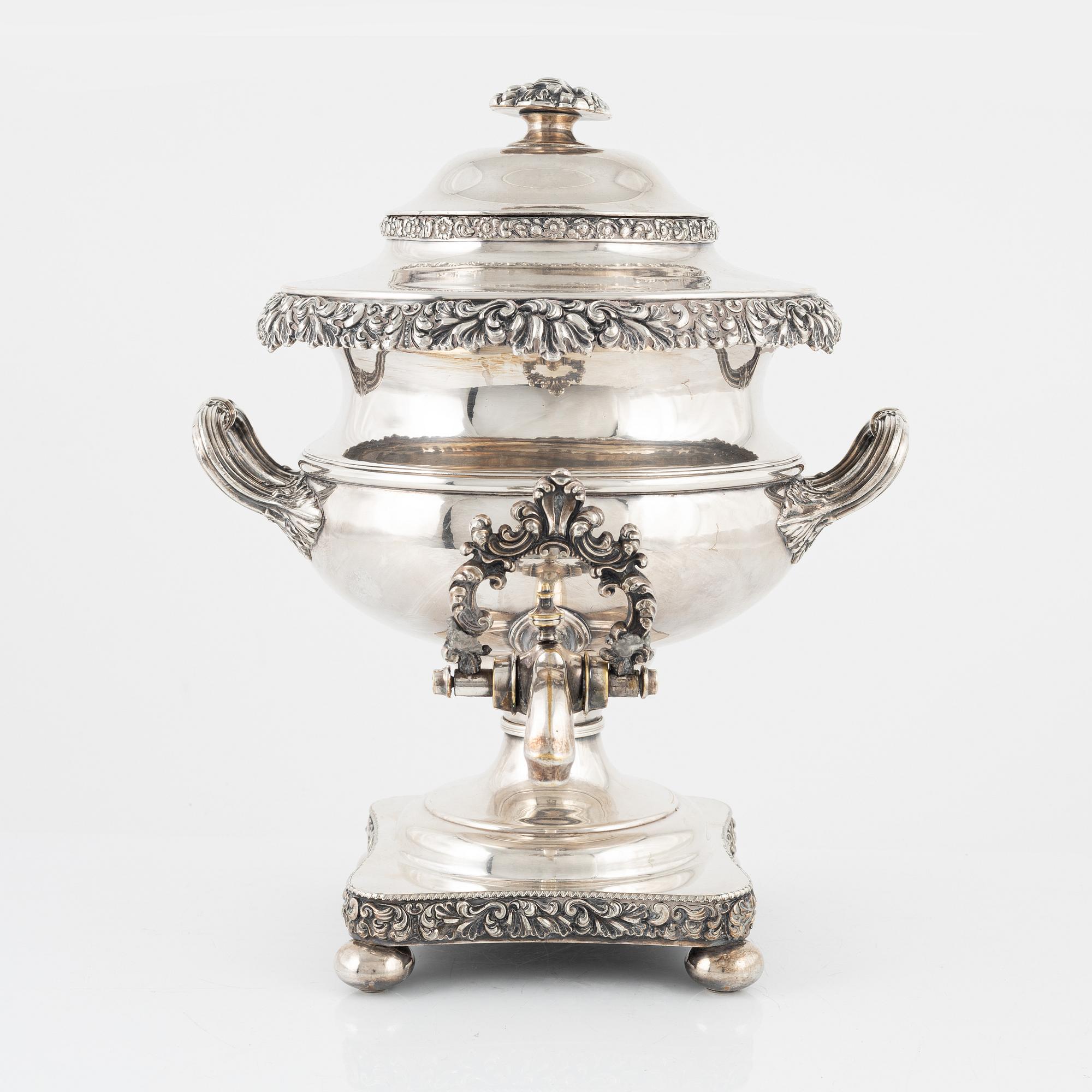 Samovar, silver plated, circa 1900.