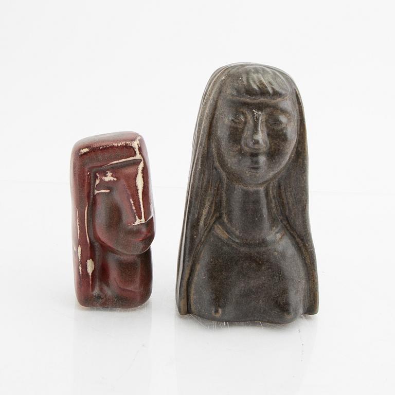 Åke Holm, a set of three signed figurines and a wall plaque.