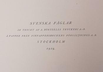 BÖCKER, 3 vol, "Svenska Fåglar", M, W och F von Wright, Förlaget svenska fåglar, Stockholm, 1929.