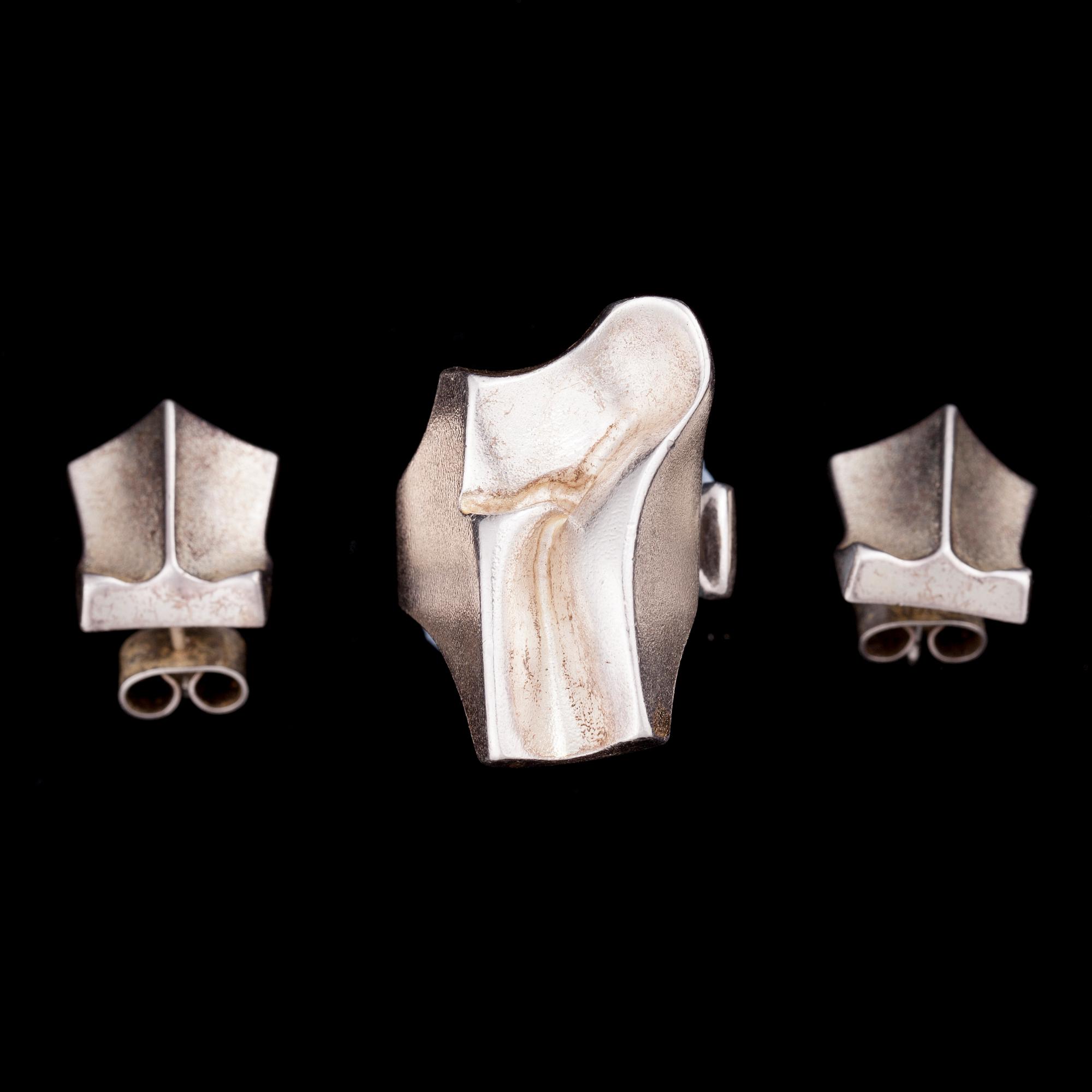 RING SAMT ÖRHÄNGEN, sterling silver, Lapponia 1986. Tot. vikt 19,8 g.