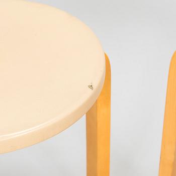 Alvar Aalto, a set of four 1960's '60' stools, Artek, Finland.
