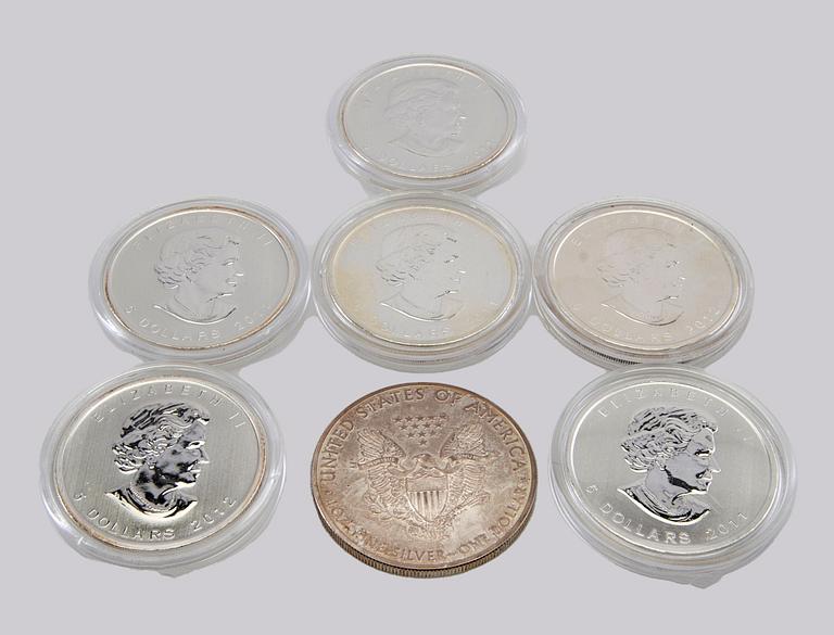 10 pcs 1 oz coins 999 silver.