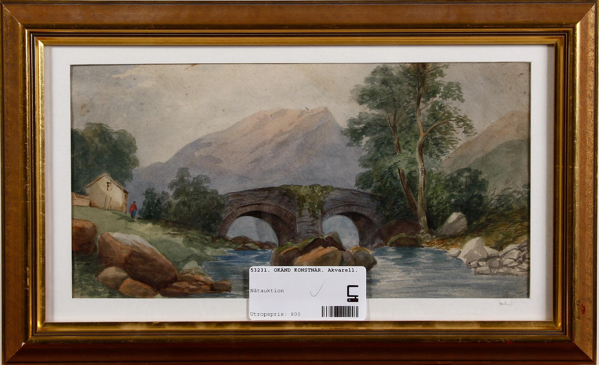 OKÄND KONSTNÄR. Akvarell.