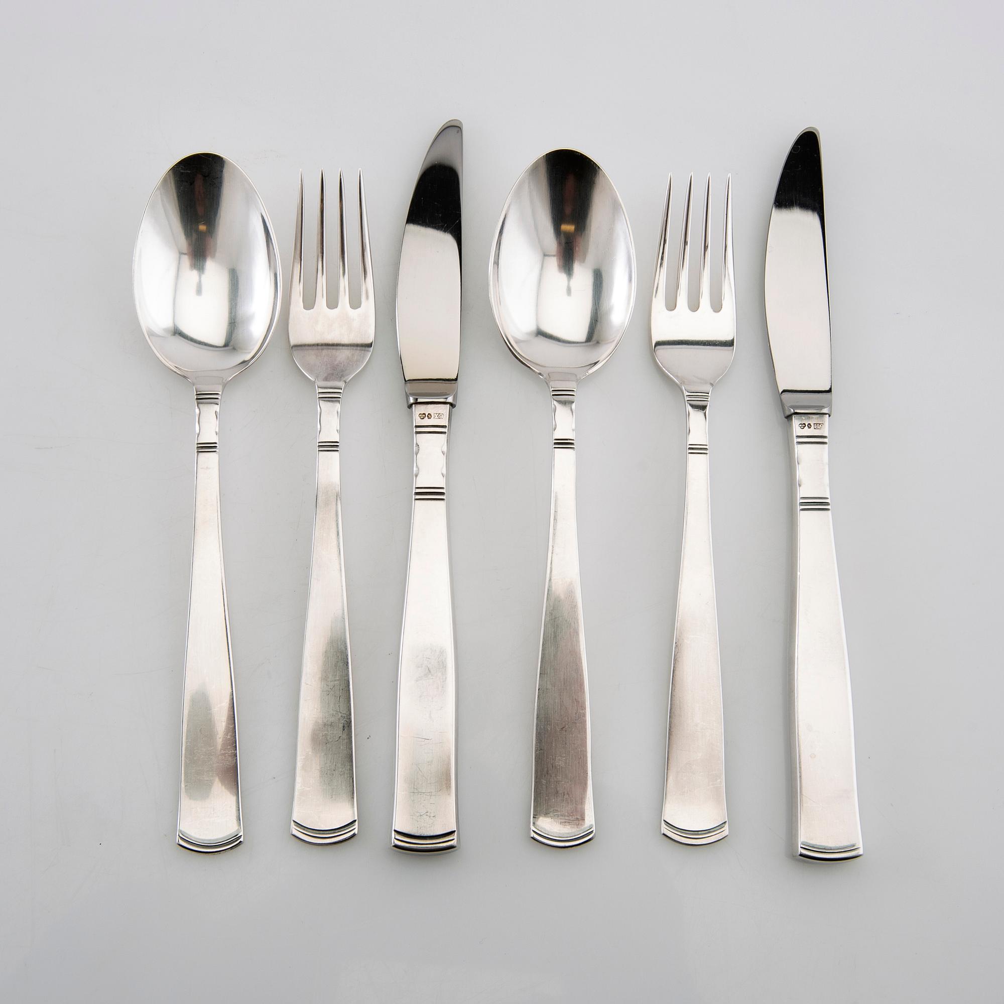 Jacob Ängman, cutlery 18 dlr silver "Rosenholm" GAB Eskilstuna 1970s.