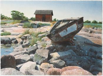 Stanislaw Zoladz, Rowboat by the Shore.