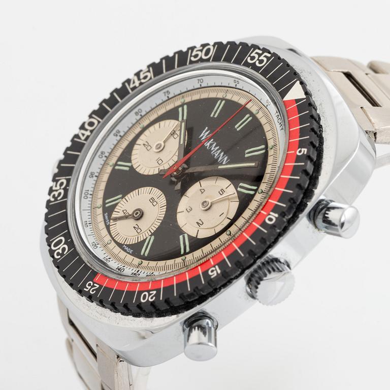 Wakmann, Flyback Racetimer, kronograf, armbandsur, 42 x 48 mm.