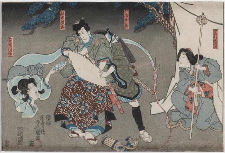 Utagawa Kunisada Kochoro Toyokuni III, Figurscen med spöke.