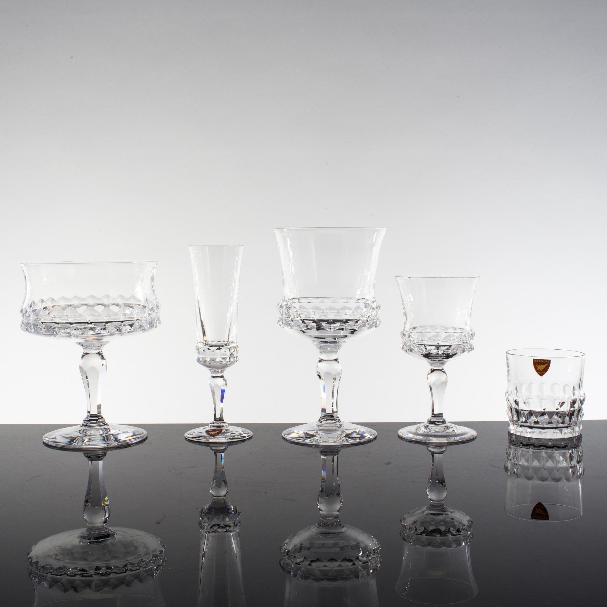 A 61 piece "Silvia" glass service by Ingeborg Lundin for Orrefors.