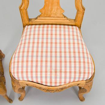 Stolar, snarlika, 8 st, rokoko, 1700-talets mitt.