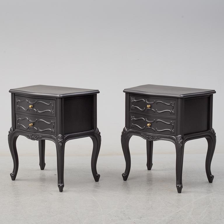BEDSIDE TABLES, a pair, rococo-style, second half of the 20th century.