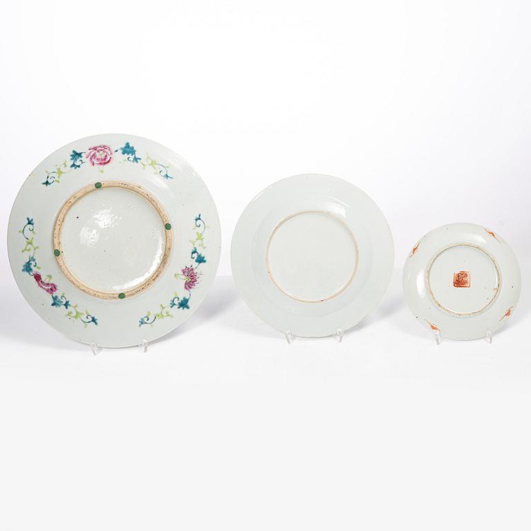 Fat, 3 st, porslin, Kina, 1700-1900-tal.