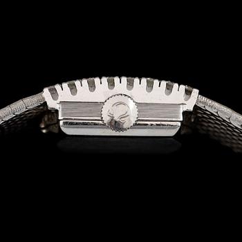 ARMBANDSUR, 18K vitguld med biljantslipade diamanter, Omega. Total vikt ca 55 g.