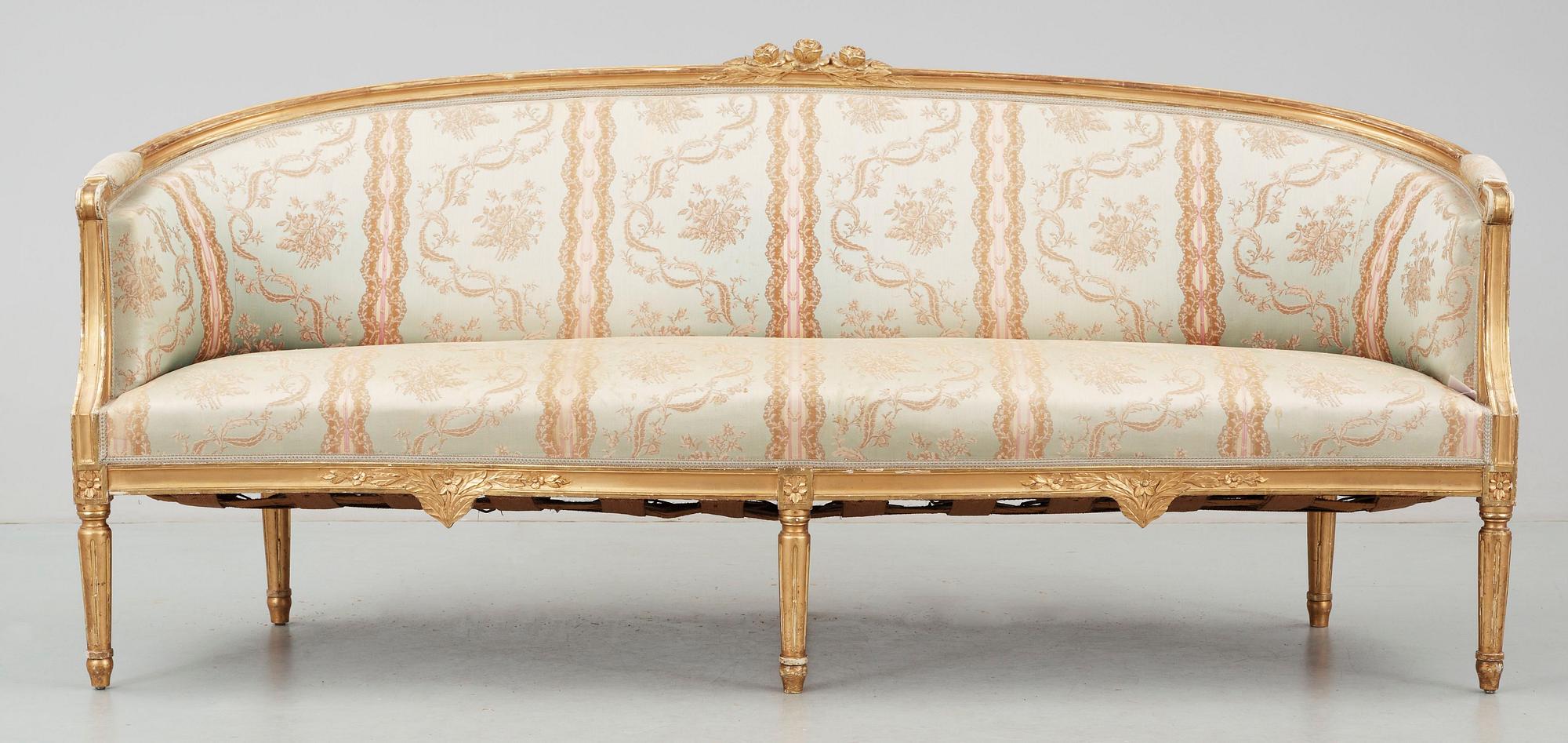 SALONGSGRUPP, 9 delar. Gustaviansk stil, 1900-talets mitt.