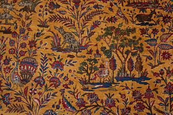 Matta, semiantik silke Keshan figural, ca 309-310 x 204,5-207 cm.