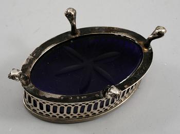 SALTKAR, silver och glas, Pehr Zethelius Stockholm, 1799.