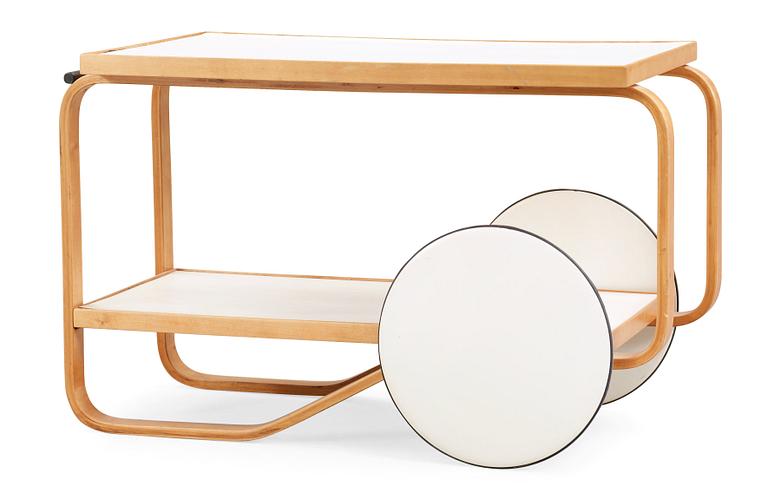 An Alvar Aalto birch serving trolley, 'Nr 98', Finland 1940's.