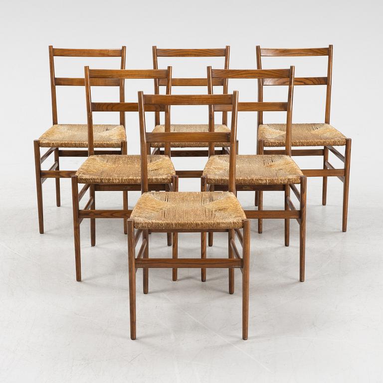 Gio Ponti, a set of 6 "Leggera" chairs, model "646", Cassina, Italien 1950-tal.
