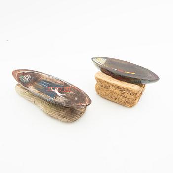 Bertil Vallien, sculpture, 2 pcs, glass, Kosta Boda.