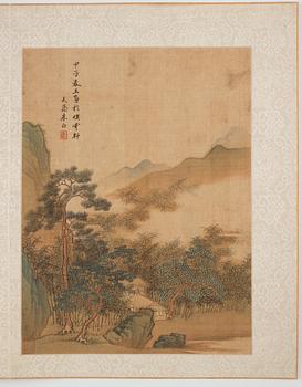 An album with 12 paintings by Qing dynasty artists, circa 1900. Attributed to Zhang Jian, Shou Ping, Yang Jin, after.