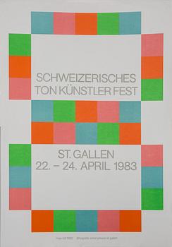UTSTÄLLNINGSAFFISCHER, 3 st, Fiedler, Doratio, Max Bill.