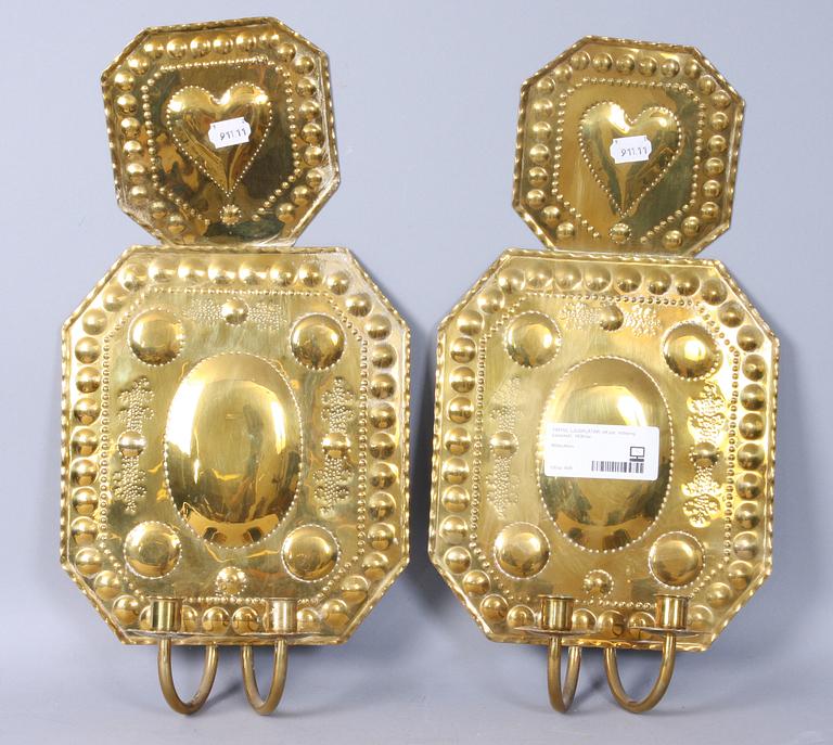 LJUSPLÅTAR, ett par, mässing, barockstil, 1900-tal.