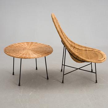 FÅTÖLJ, "Stora Kraal"/Nr 564-021 Kerstin Hörlin-Holmquist, Nordiska Kompaniets Verkstäder, 1950-tal, OCH BORD.