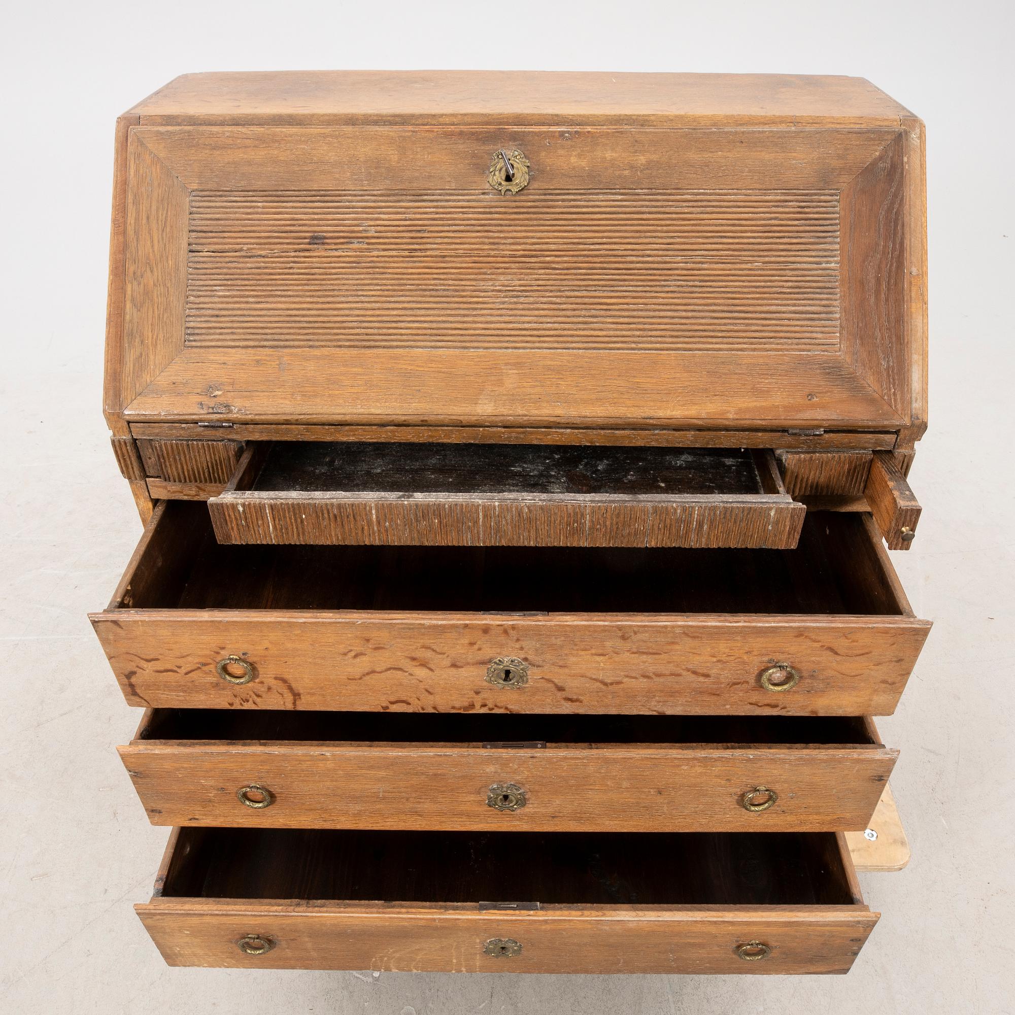 A 19th century oak writing desk.