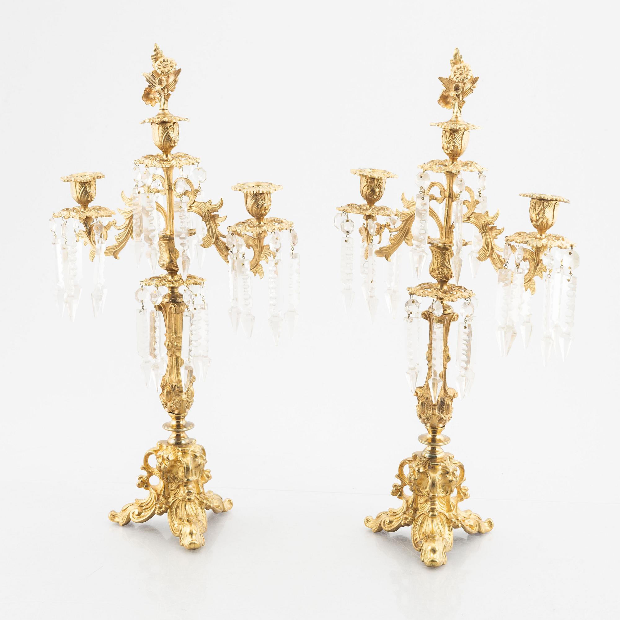 A pair of gilded candelabras, second half of the 19th century.