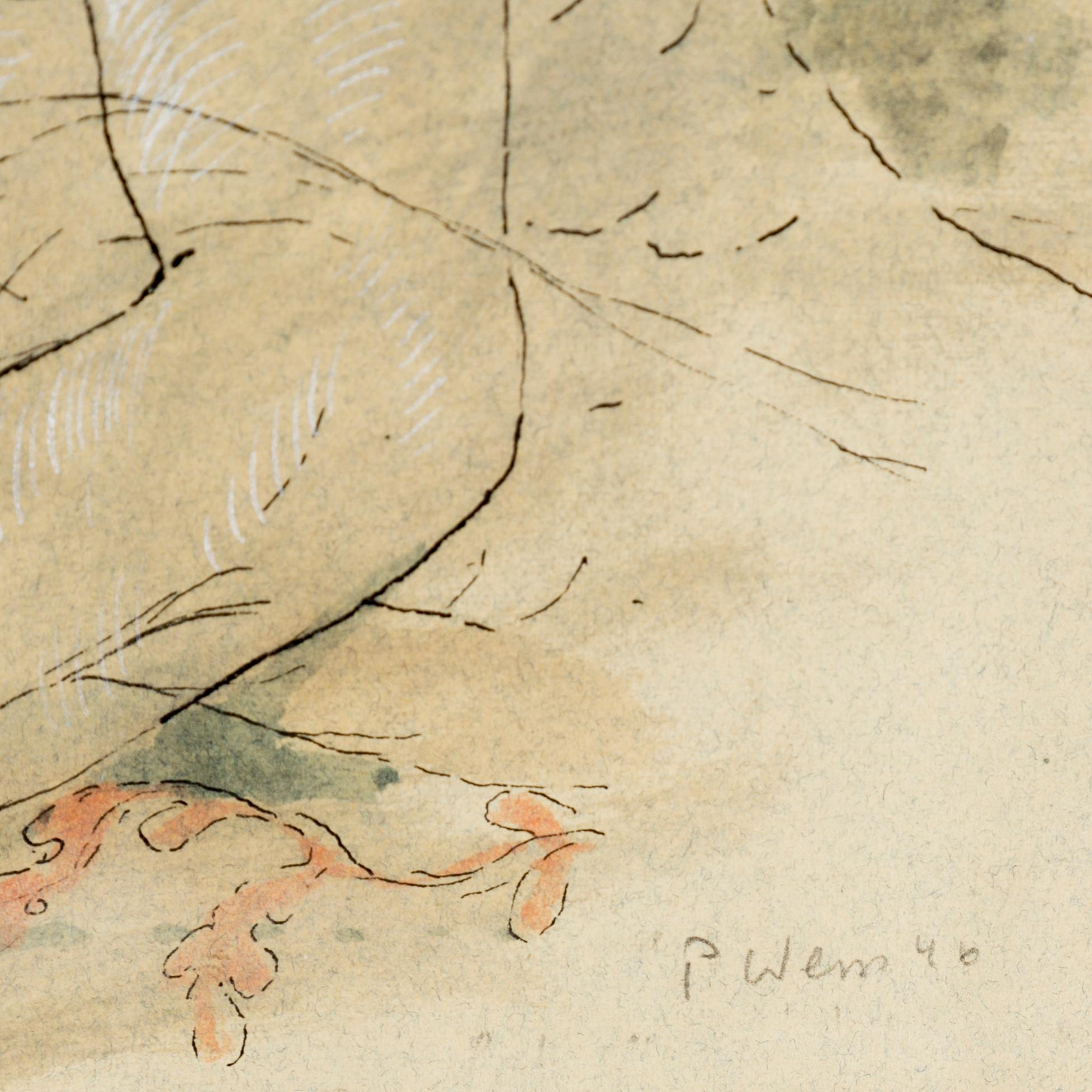 PETER WEISS, mixed media on paper, signed and dated 46.