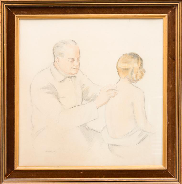 ALF DANNING, piirros ja vesiväri, signeerattu ja päivätty -36.