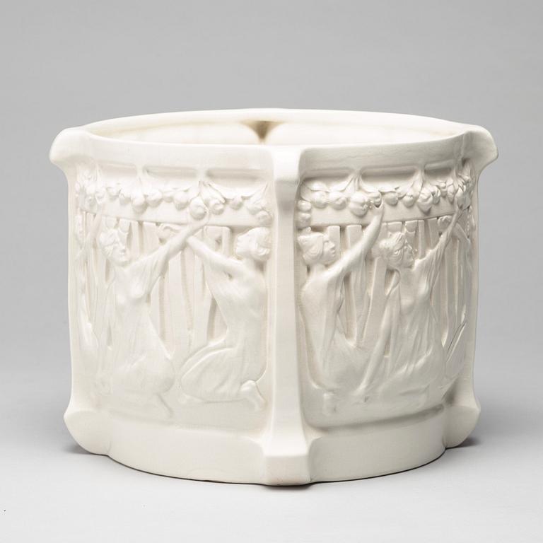 Alf Wallander, An Alf Wallander art nouveau creamware flower pot, Rörstrand, Sweden.