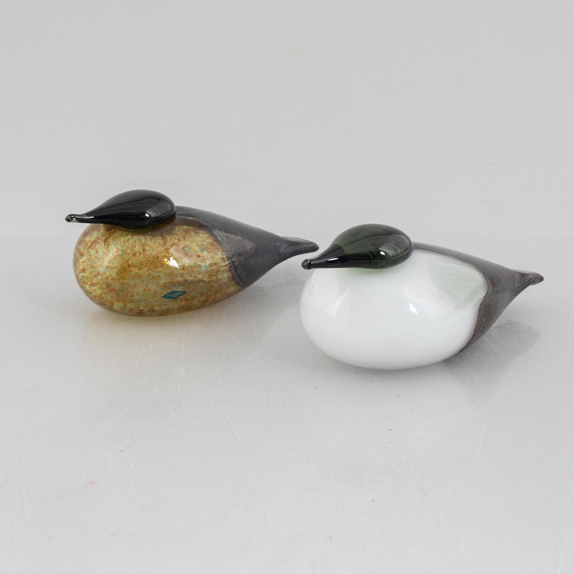 Oiva Toikka, glasfåglar, 2 st, Nuutajärvi, Notsjö, Finland.