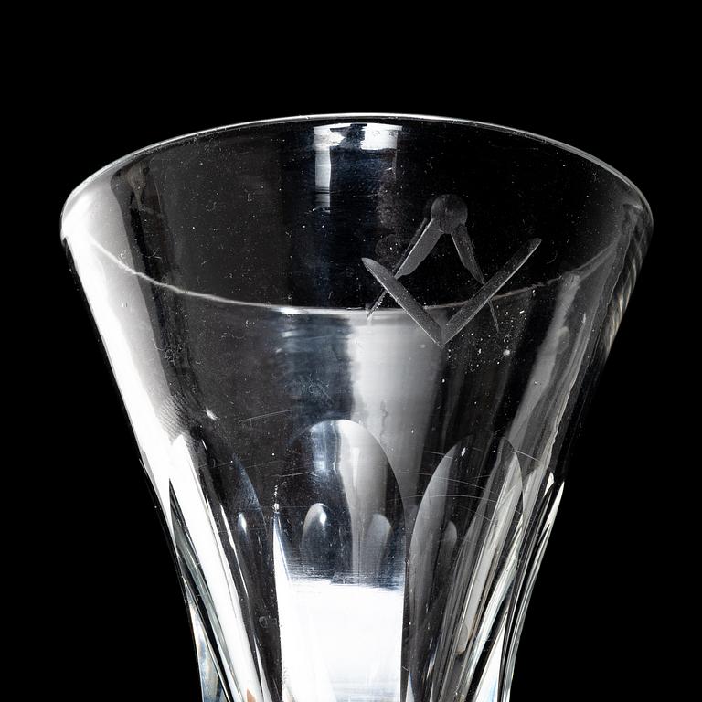 Masonic glasses, 8 pcs (6+1+1), 20th century.