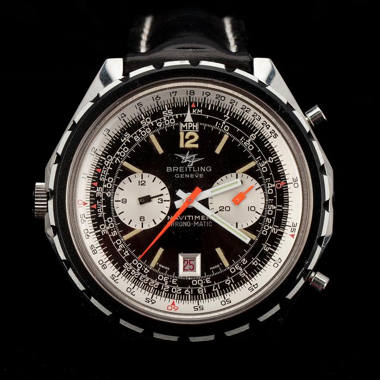 ARMBANDSUR, herr. Breitling Navitimer Chrono-Matic stål, ca 1976.