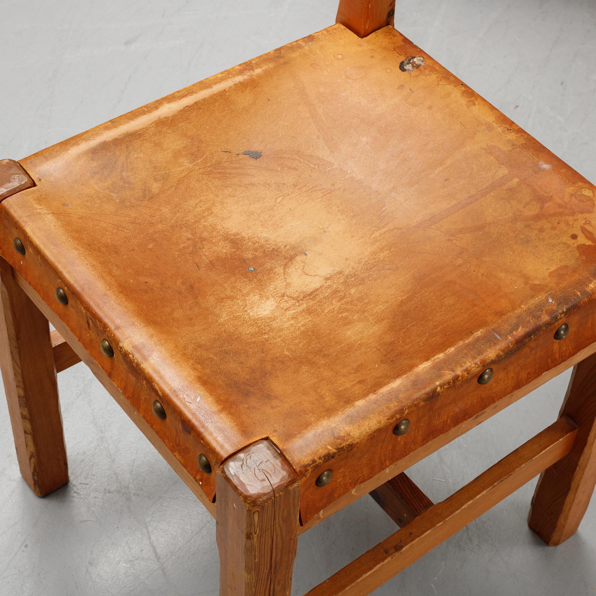 Six pine chairs, mid 20th Century.