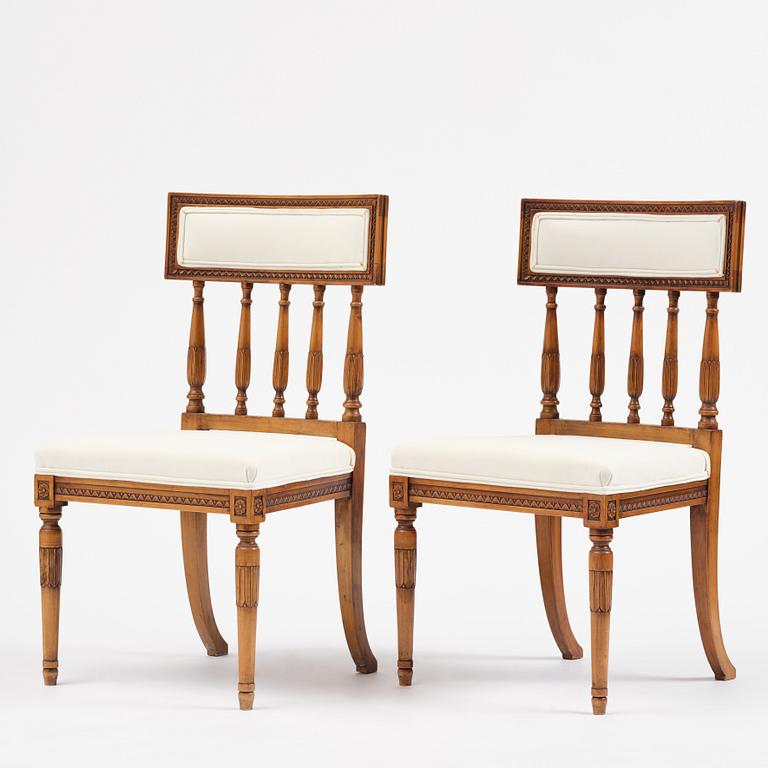 A pair of Late Gustavian style chairs, first half of the 20th century.
